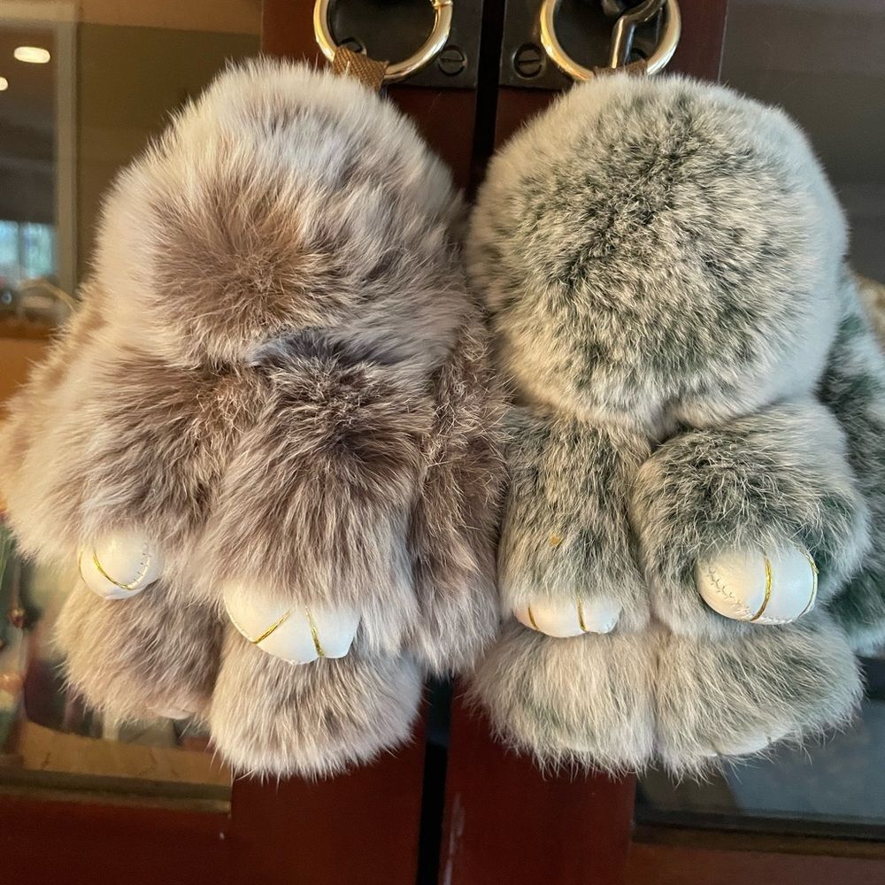 Plush Bunny Keychain - Brown and Green